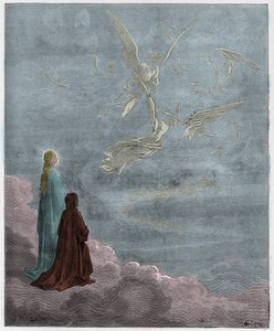 Paradiso, Canto 18: Dante and Beatrice translated to the sphere of Jupiter (illustration from The Divine Comedy)